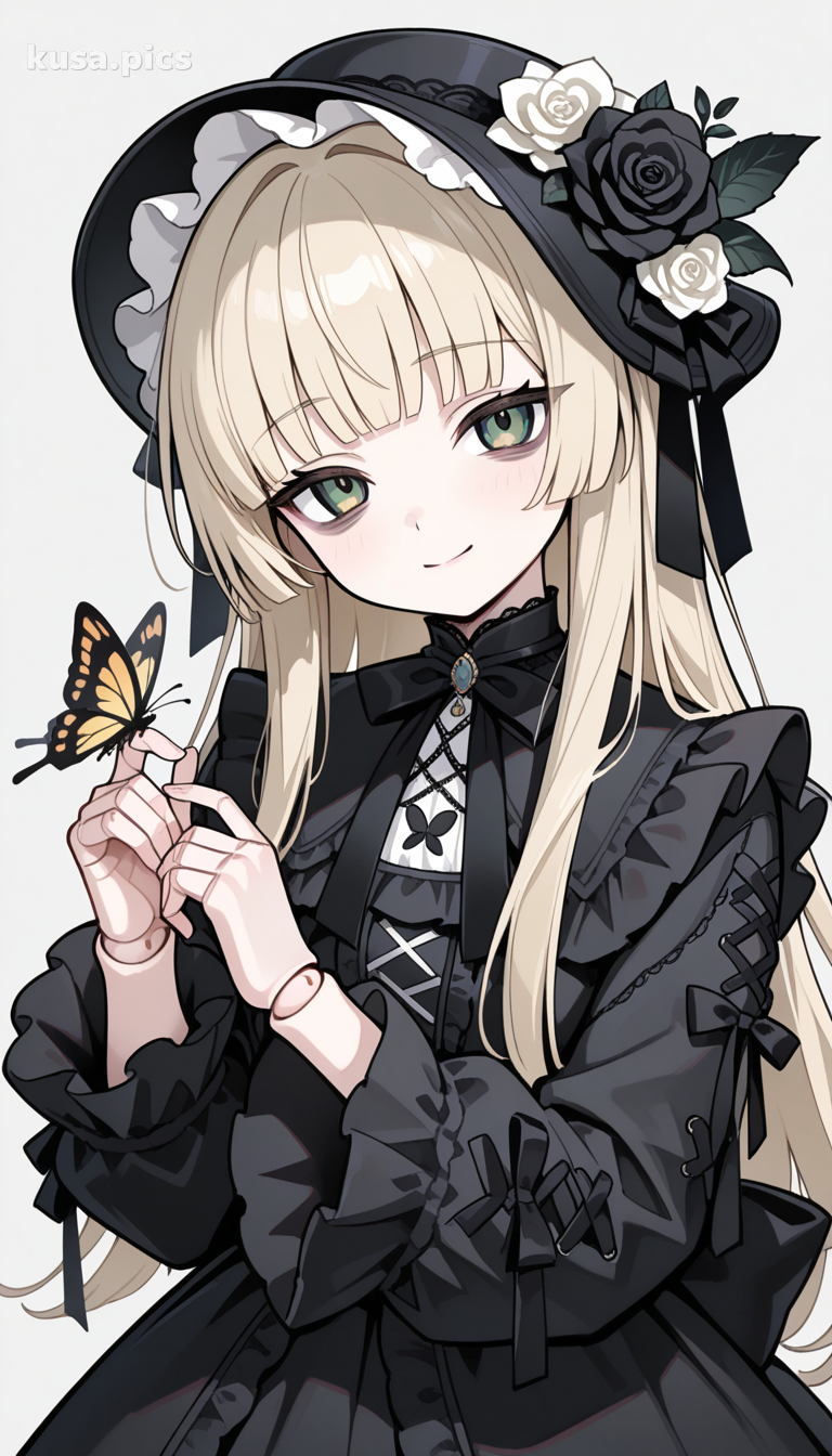 Personaje de anime Gothic Lolita mostrando estrategia de prompt de moda en capas