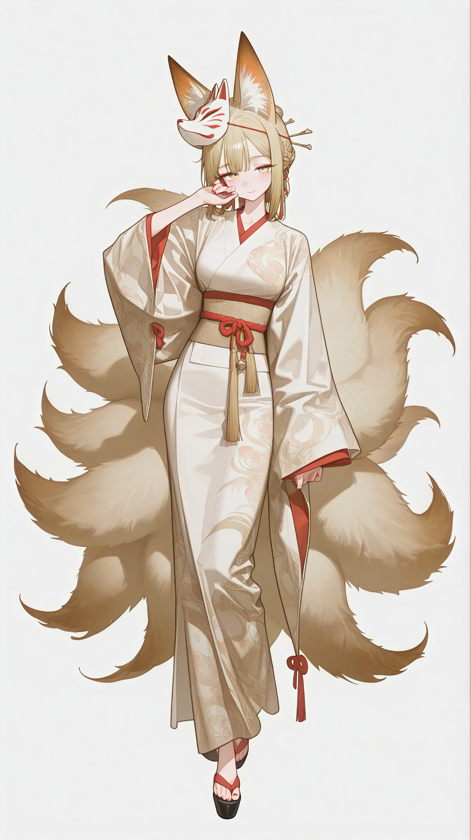 Ejemplo de OC de cuerpo completo de KusArt - Chica de anime en kimono