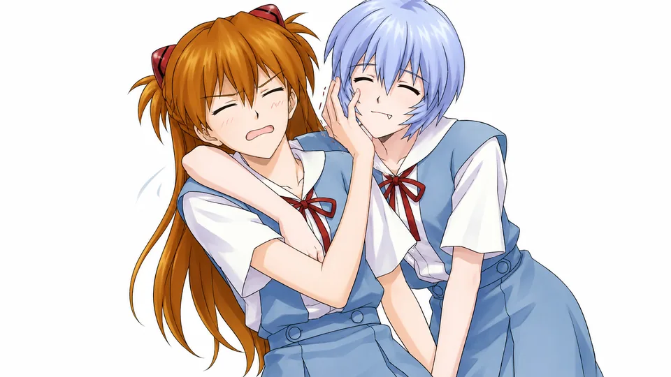 AI couple pose generator combining two character references and a pose template into a romantic anime result