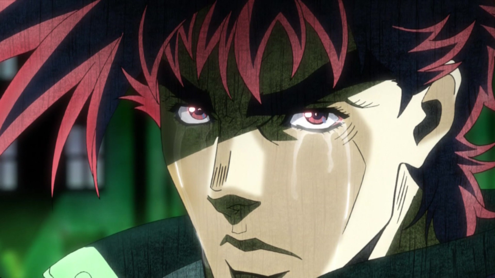 Cara de reacción del hombre llorando con los ojos llorosos usada como base de meme
