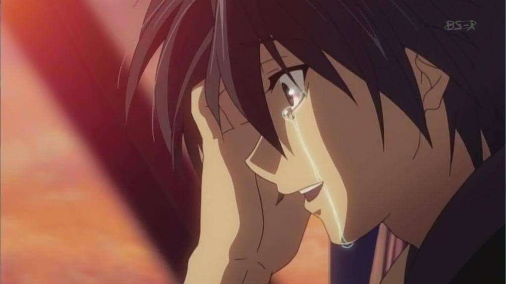 Reacción del hombre llorando con un texto de imagen macro exagerada