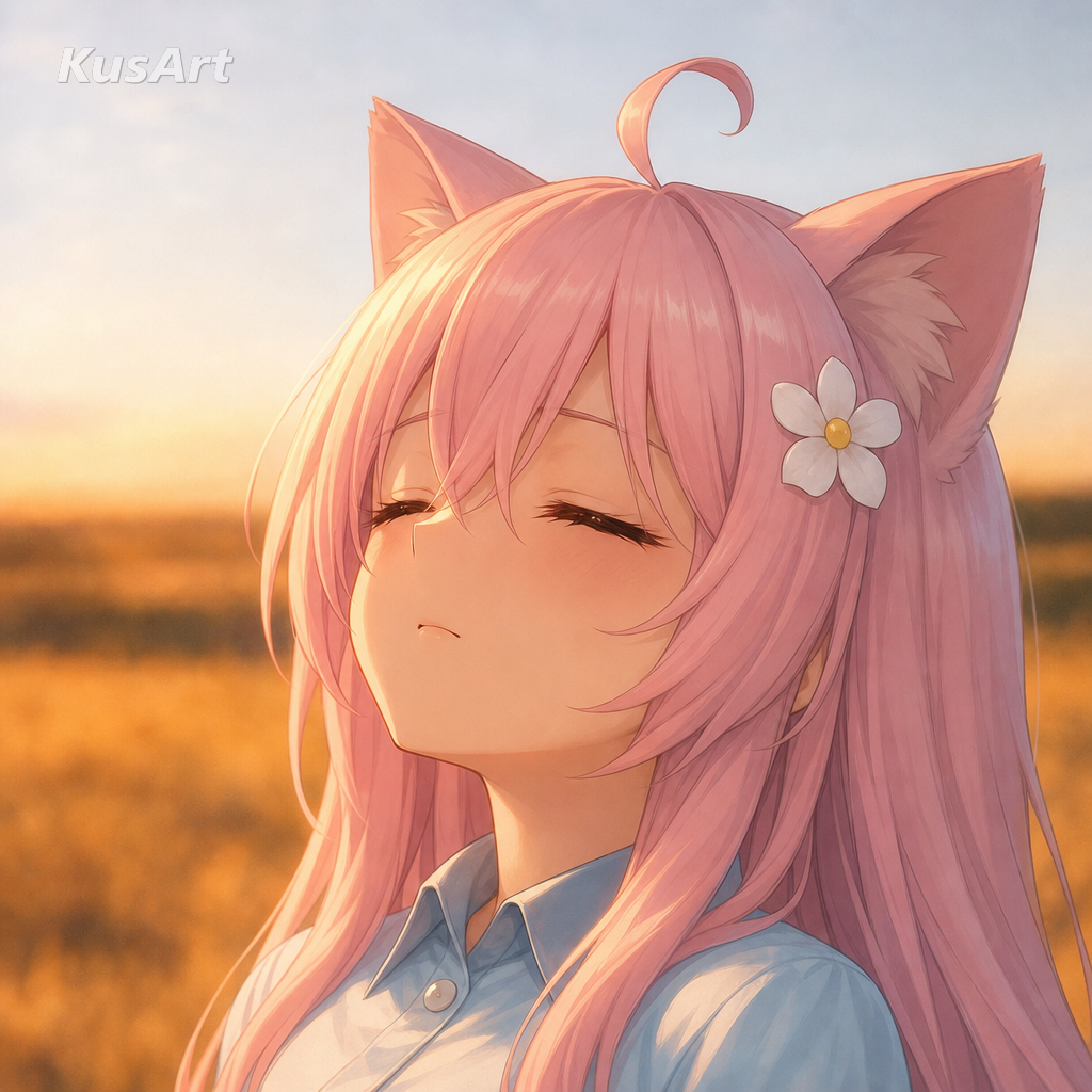 Meme del perro aceptando su destino recreado con una chica gato de anime que cierra los ojos con calma en señal de resignación