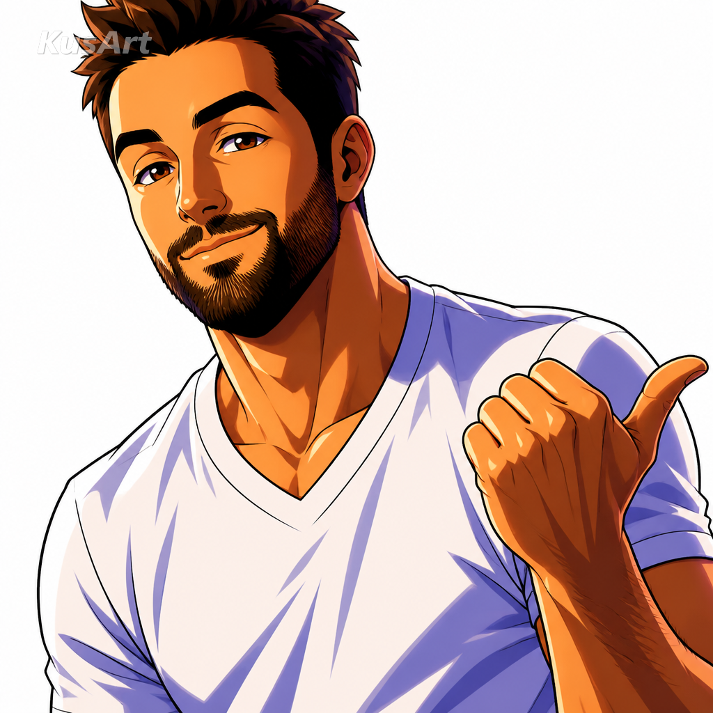 Meme «miren a este tipo» redibujado como ilustración anime con cel shading vivo