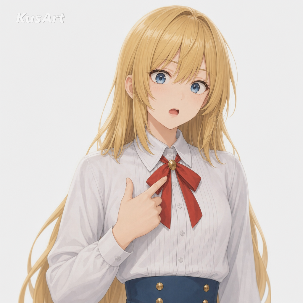 アニメの女の子でリメイクした自分を指さす男ミーム。困惑の表情で自分を一本指で指している