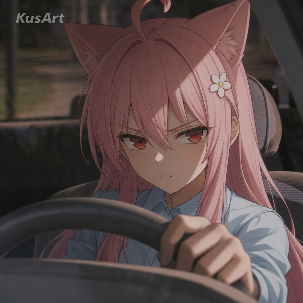 Meme «solo que no puedo probarlo» recreado con una chica gato de anime lanzando una mirada sospechosa de ojos entornados