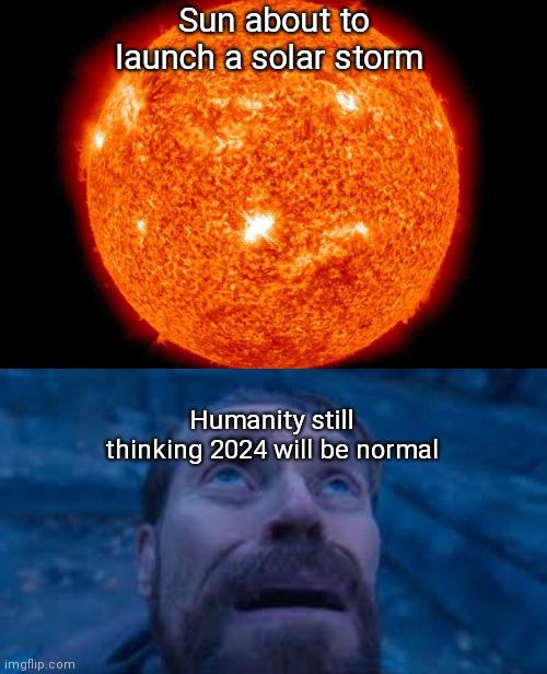 Meme «mirando hacia arriba» con un texto de macro de reacción de perdición dramática