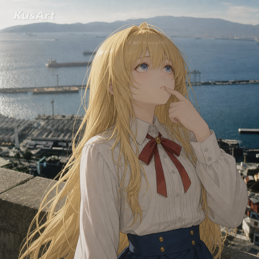 用动漫女孩替换猕猴手指搭唇沉思姿势重制的思考猴子表情包