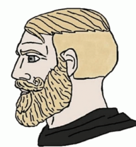 Yes Chad Wojak con una expresión confiada y de aprobación