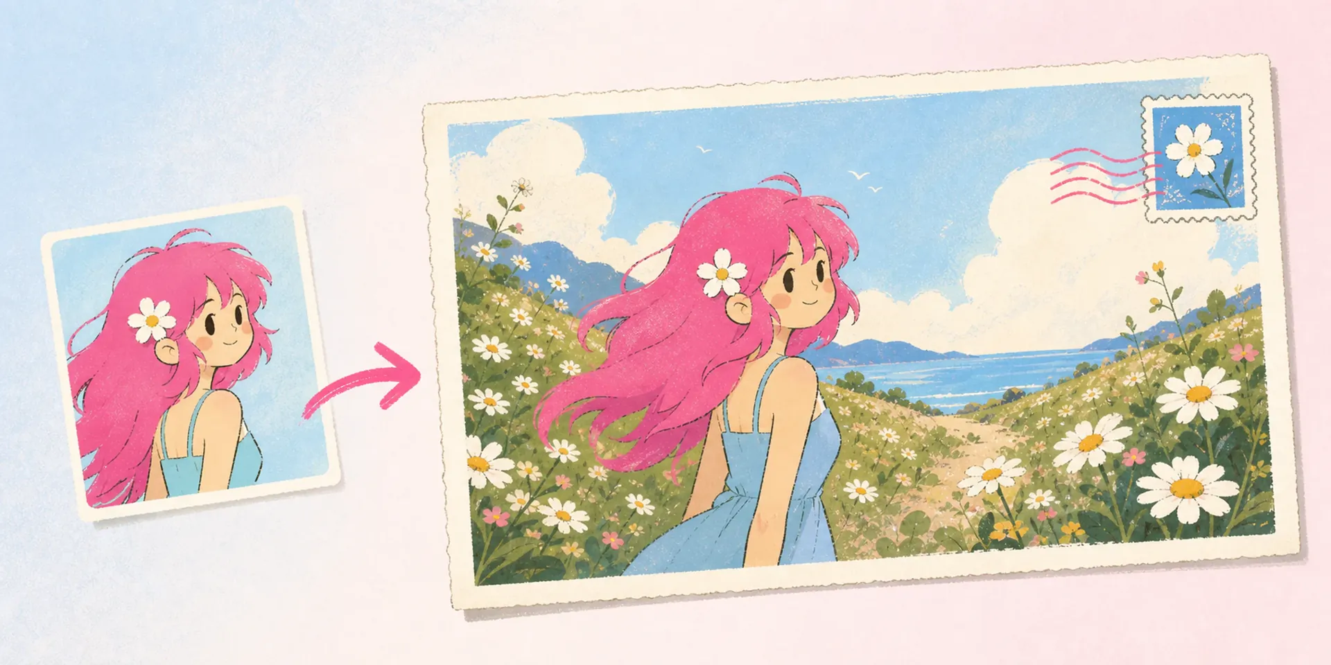 Creador IA de postales anime relajantes