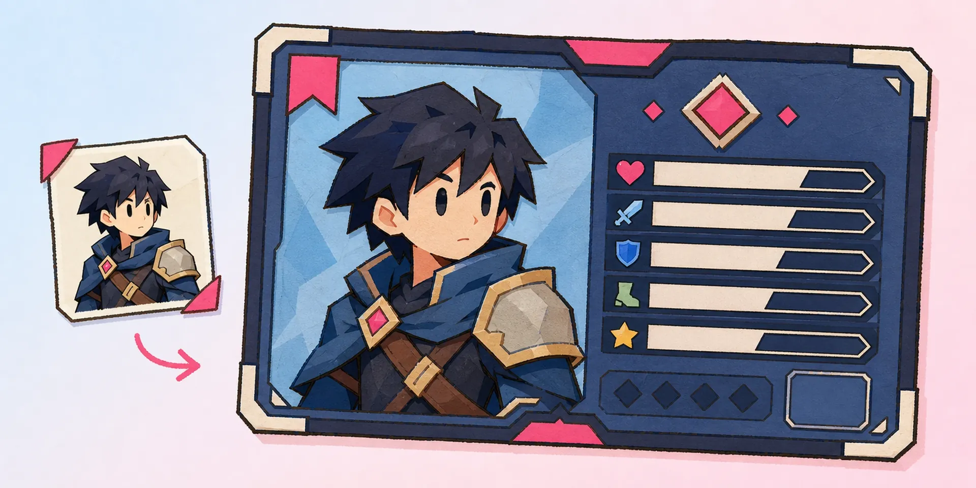 AI Creador de Carnet de Personaje Estilo Gaming
