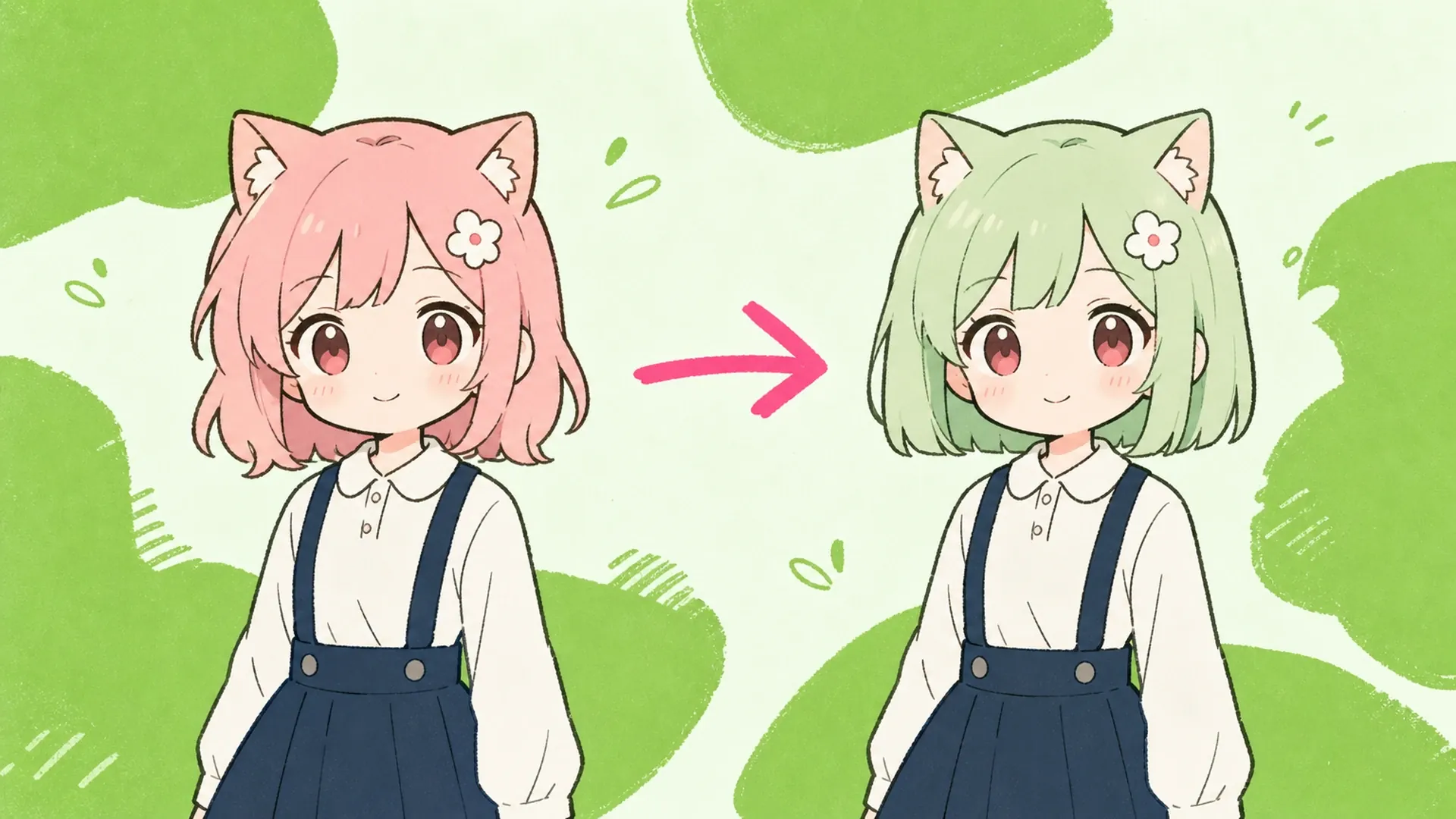 Cambia el pelo anime sin volver a dibujar el personaje - Cambiador de peinado con IA