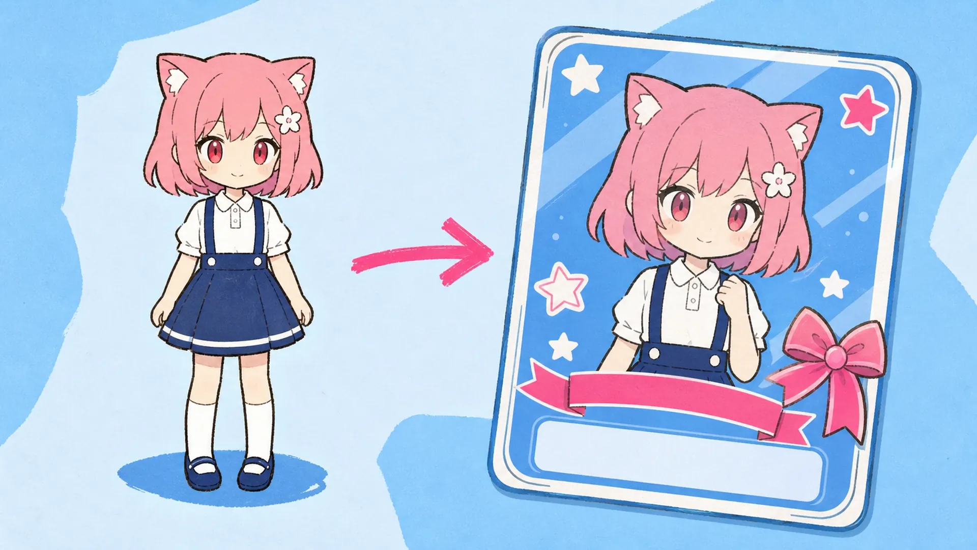 Dale a tu OC idol una tarjeta lista para el escenario - AI Creador de Carnet de Personaje Idol