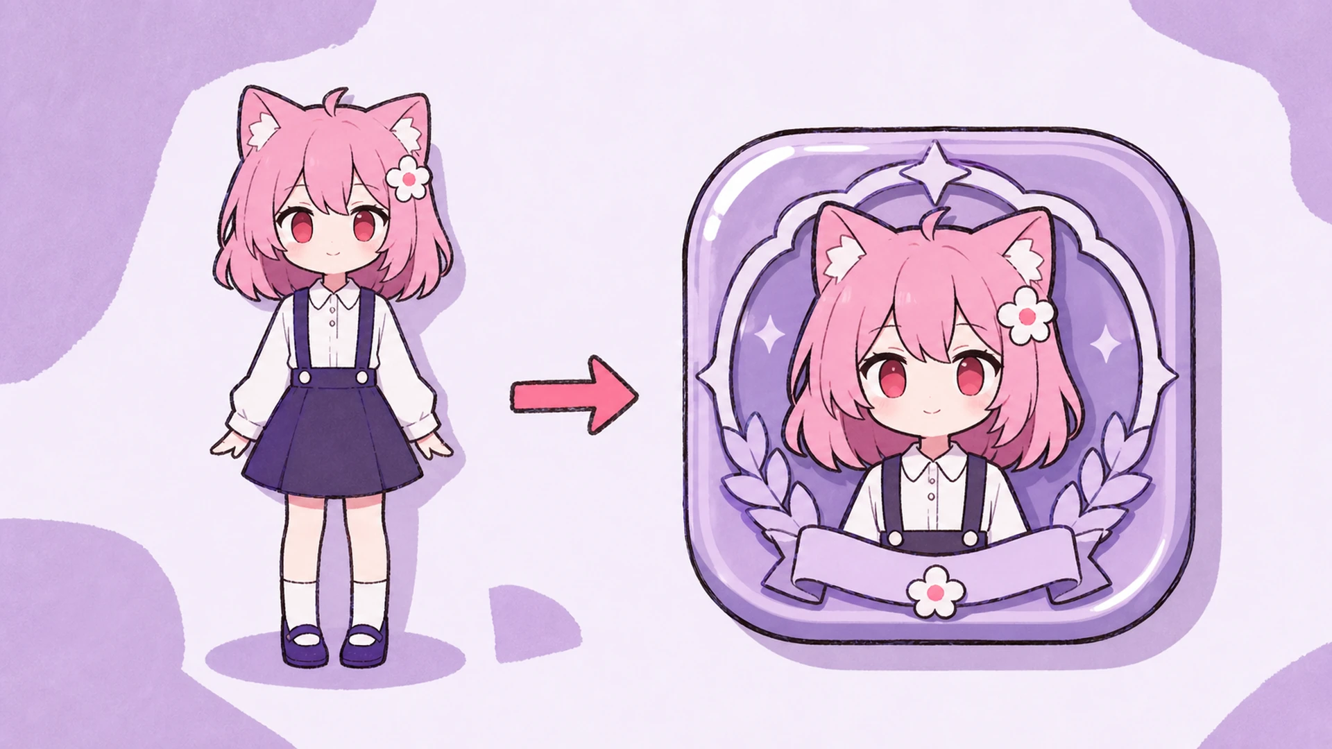 Insignias que parecen UI de juego, no un carné de oficina - AI Creador de Insignias de Personaje para Juegos Móviles
