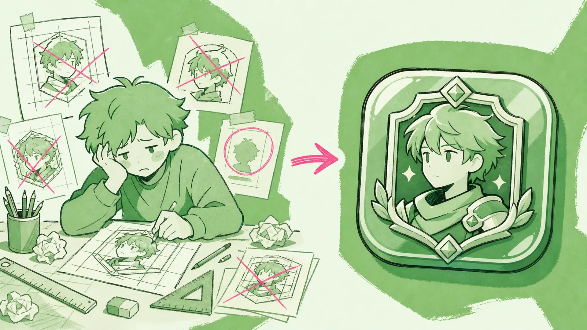 La trampa de las plantillas que sufren los creadores - AI Creador de Insignias de Personaje para Juegos Móviles