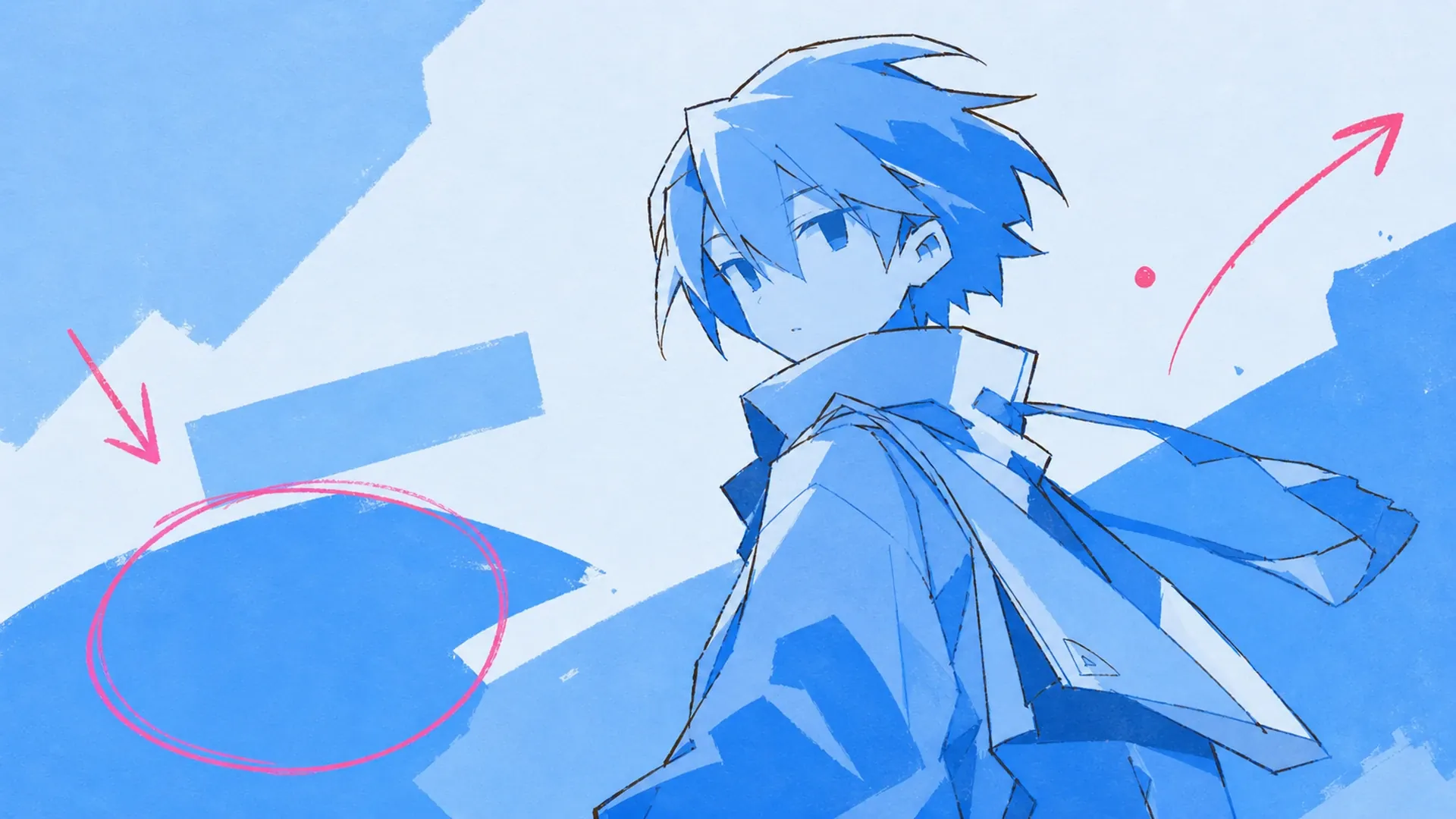 Key art con atmósfera - AI Creador de Pósters Anime Monocromo Azul