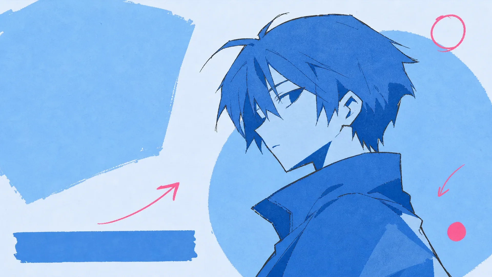 Lámina de galería - AI Creador de Pósters Anime Monocromo Azul