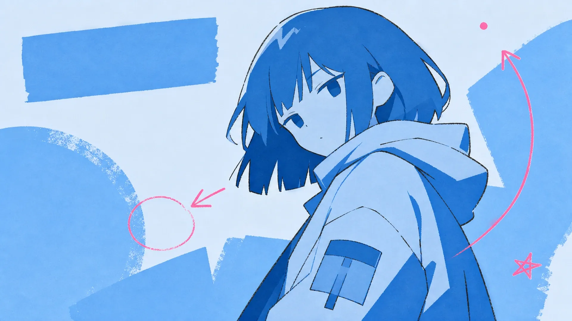 Póster estilo portada - AI Creador de Pósters Anime Monocromo Azul