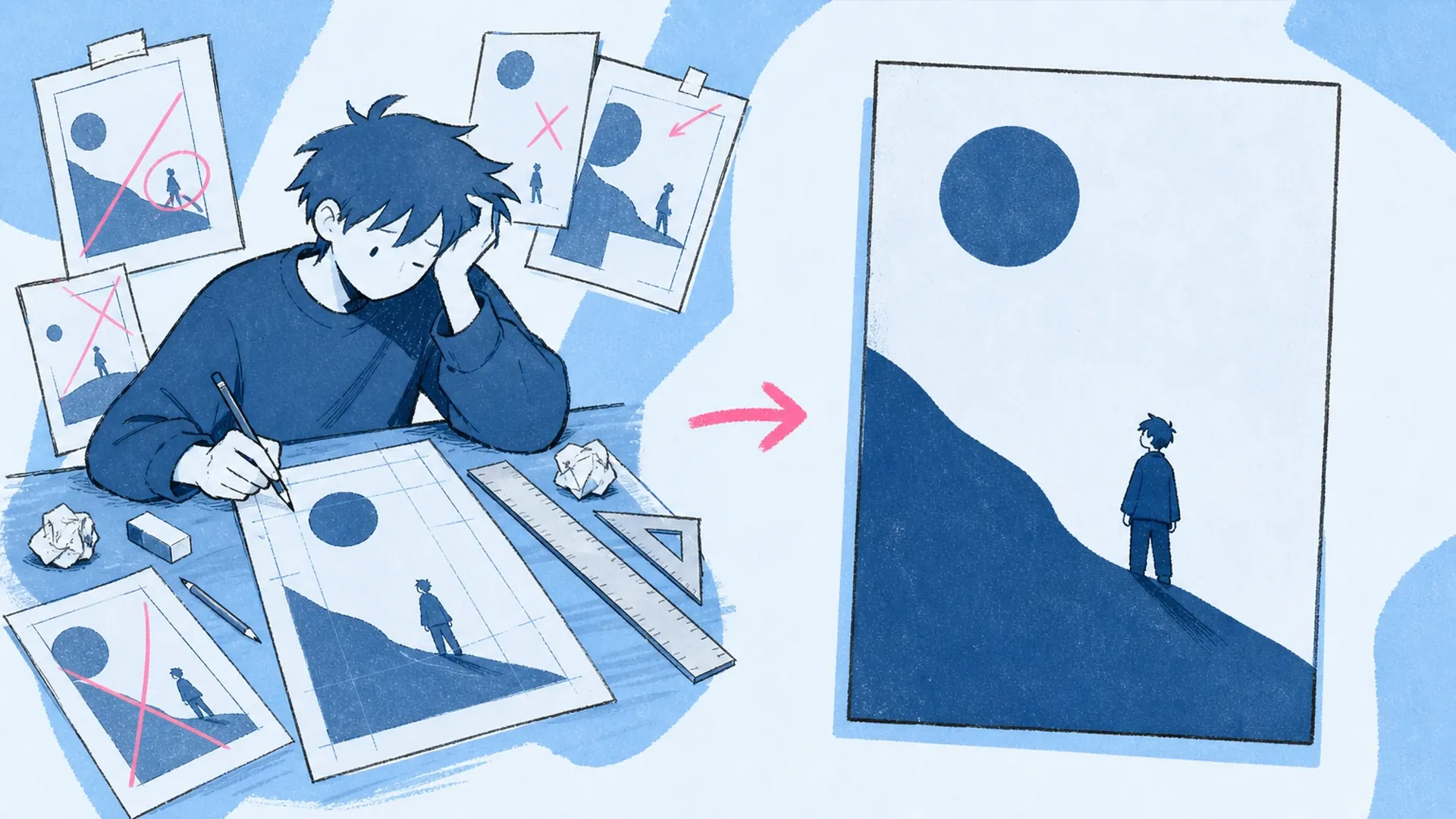 Die Lücke zwischen einer Figur und einem Poster - AI Monochrom Anime-Poster-Generator
