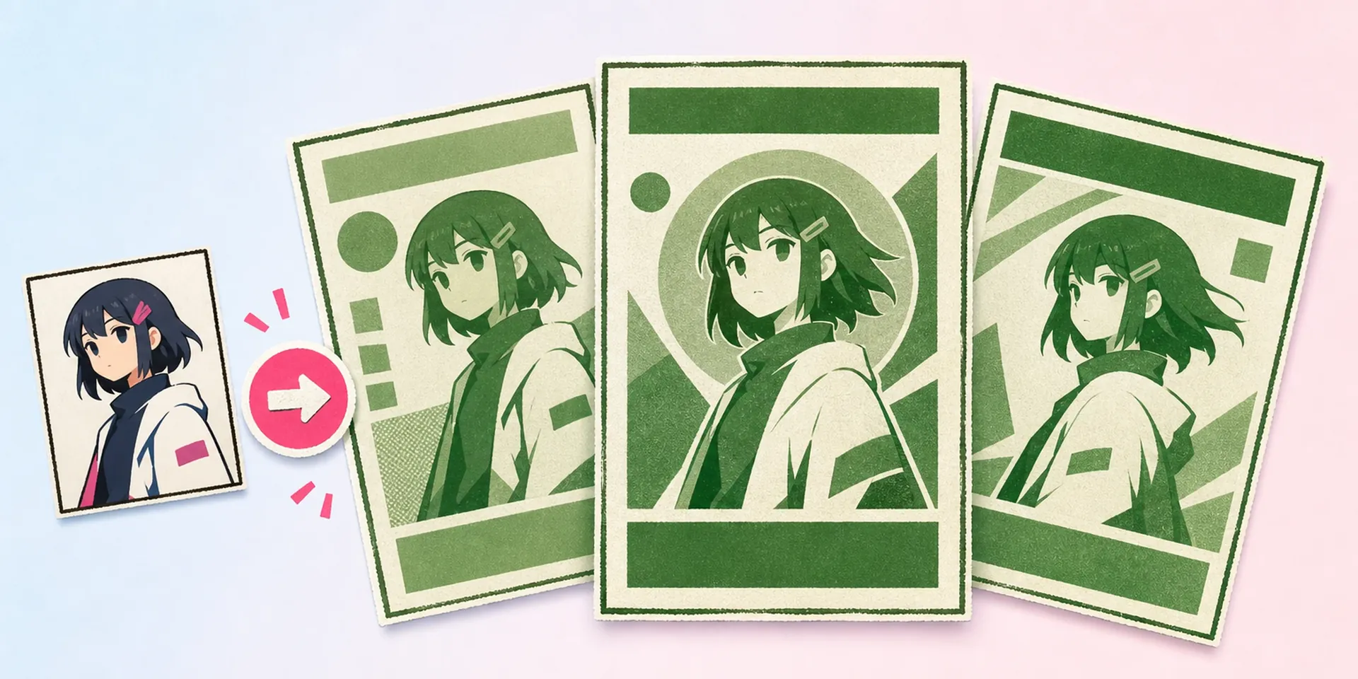 AI Creador de Pósters Anime Monocromo Verde