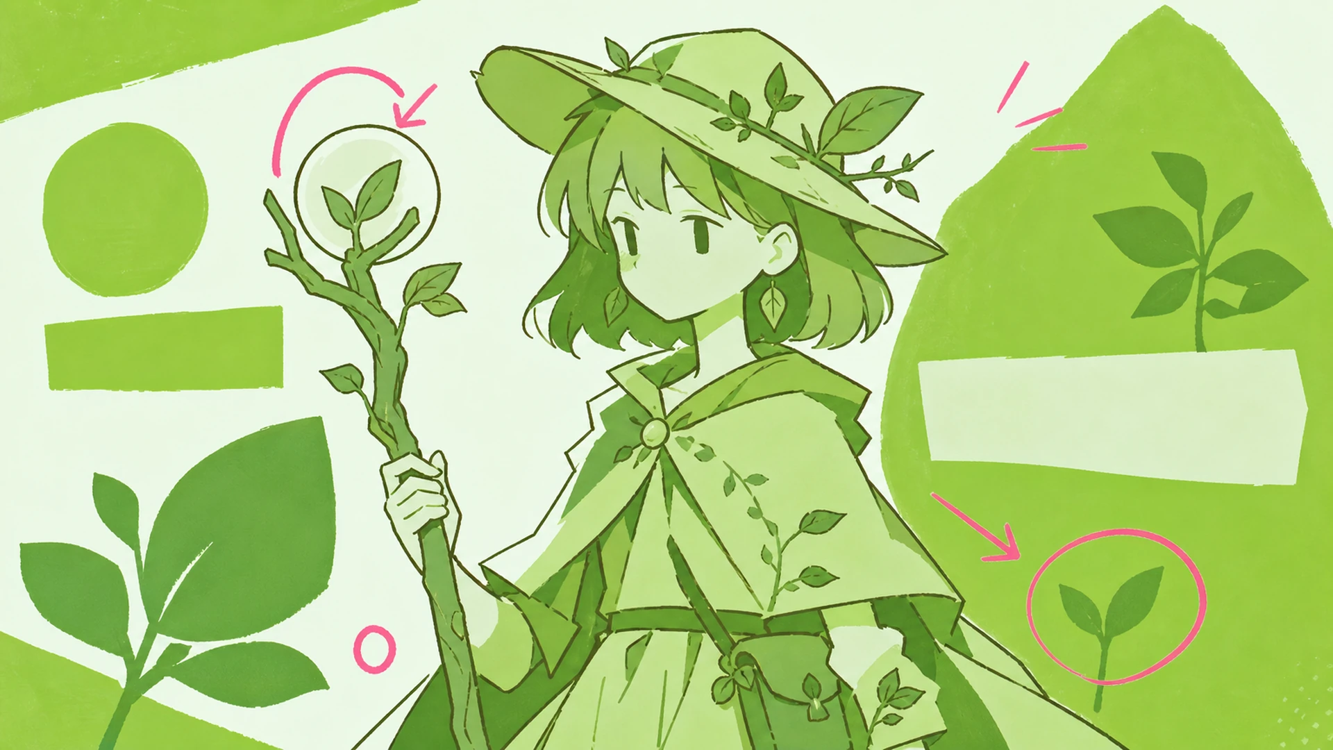 Key art verde y fresco - AI Creador de Pósters Anime Monocromo Verde