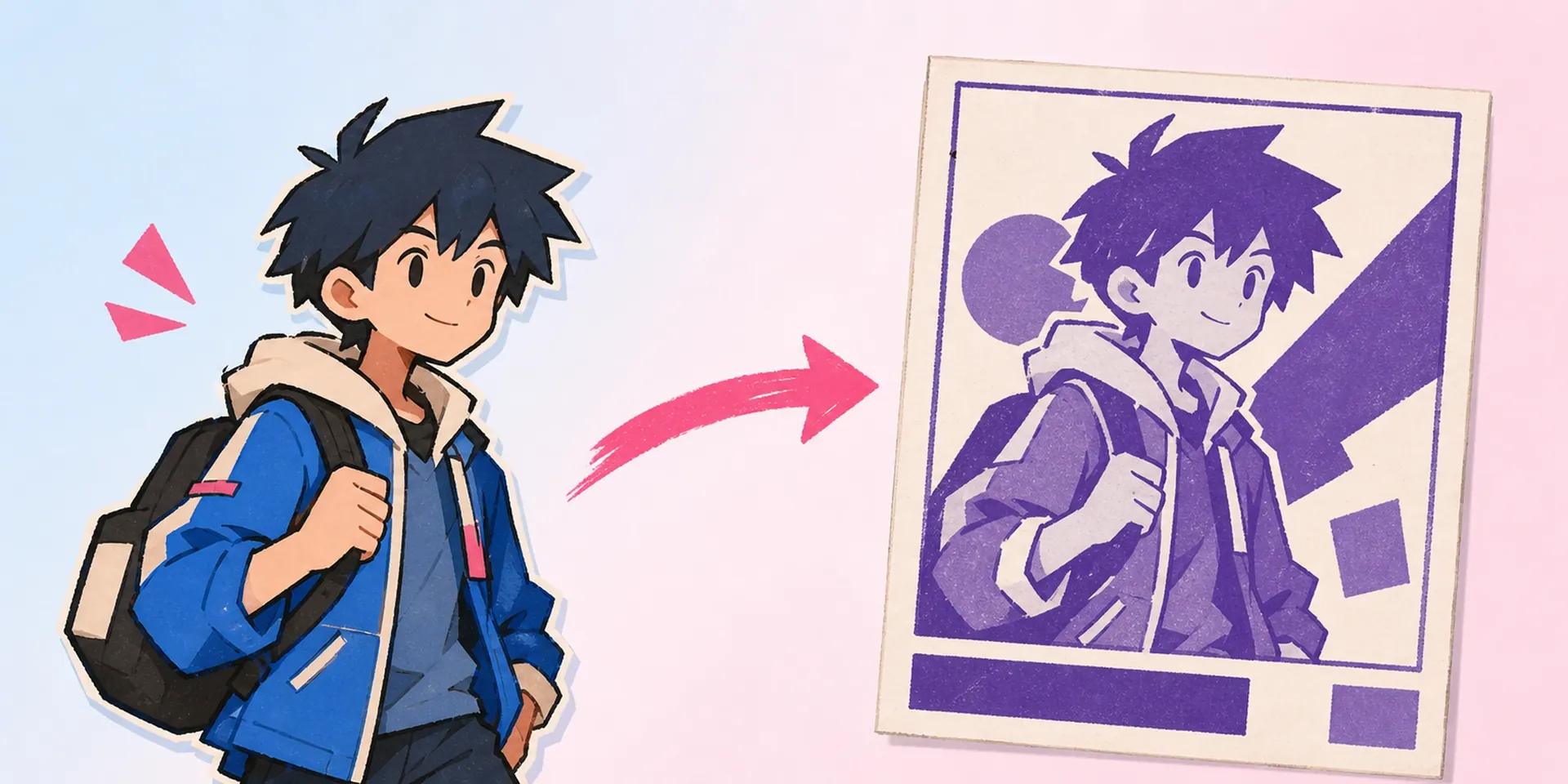 AI Creador de Pósters Anime Monocromo Morado