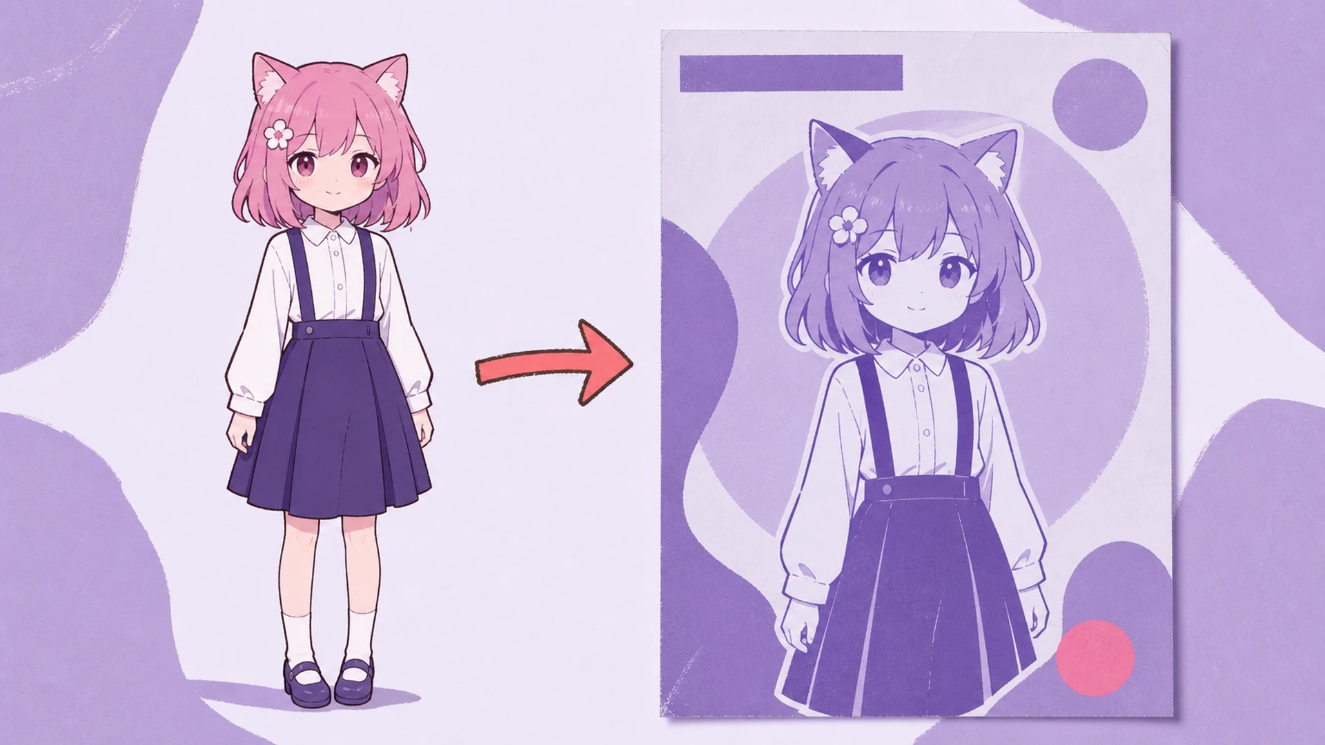 Una subida, todo un ambiente de crepúsculo - AI Creador de Pósters Anime Monocromo Morado