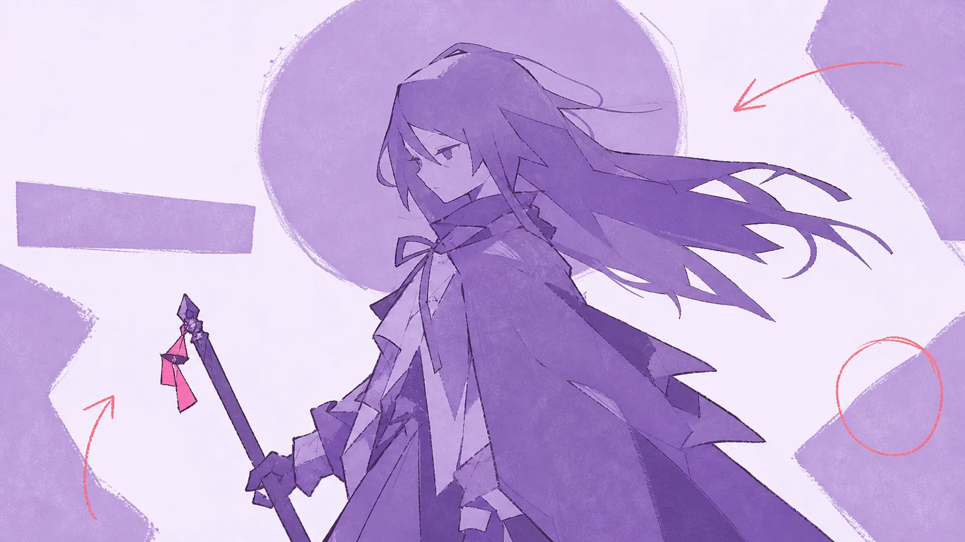 Key art dramático y sombrío - AI Creador de Pósters Anime Monocromo Morado
