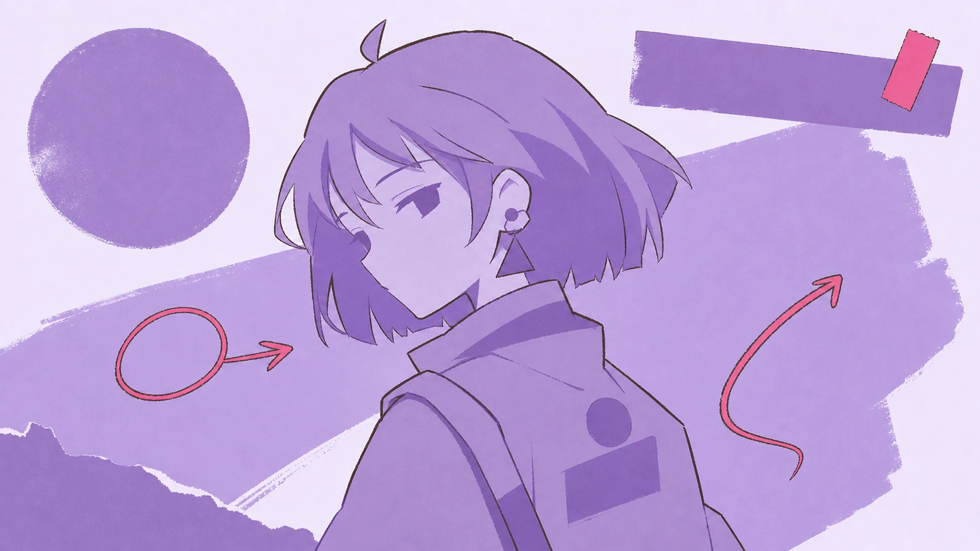Impresión púrpura estética - AI Creador de Pósters Anime Monocromo Morado