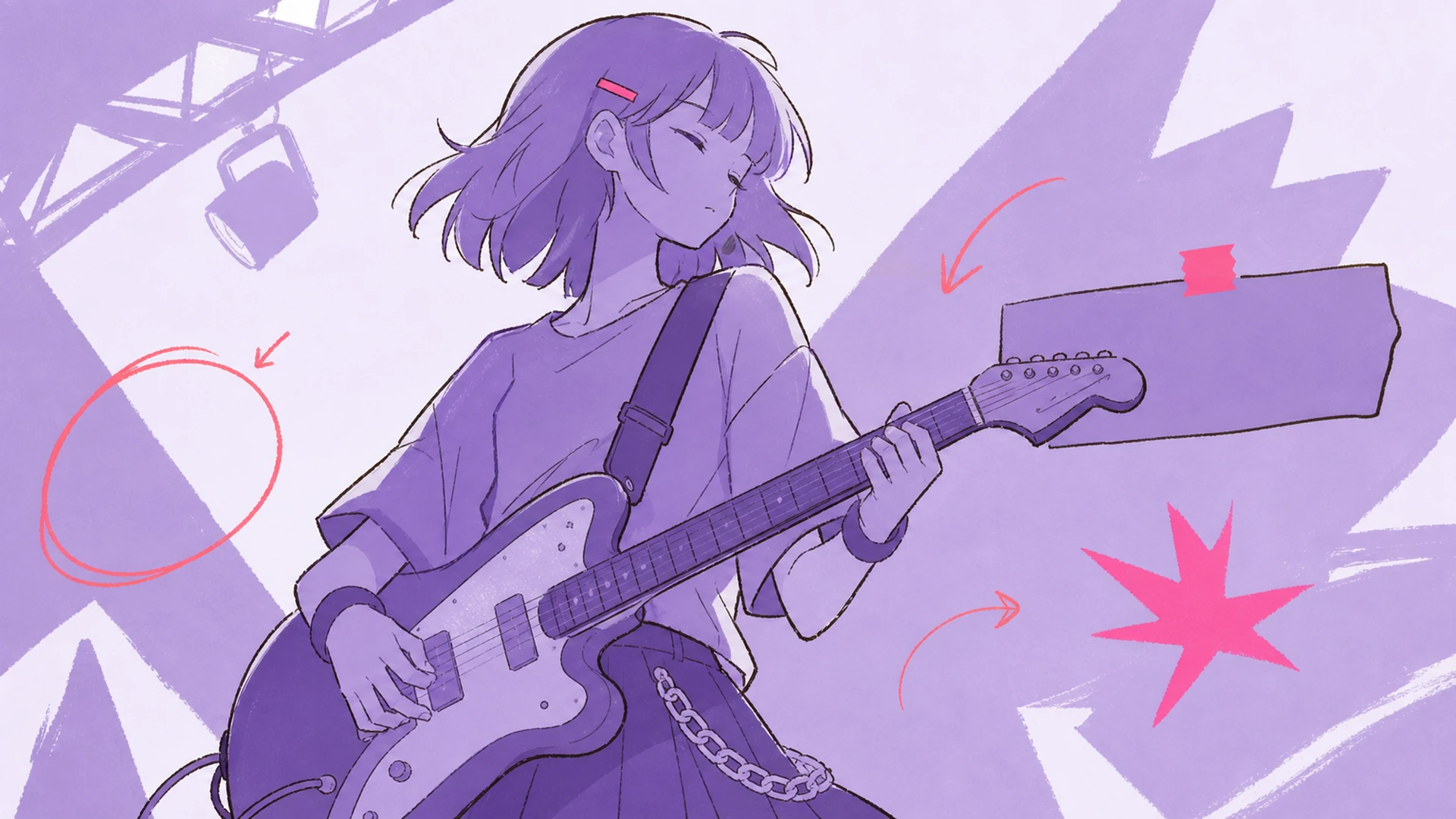 Visual de perfil de ensueño - AI Creador de Pósters Anime Monocromo Morado